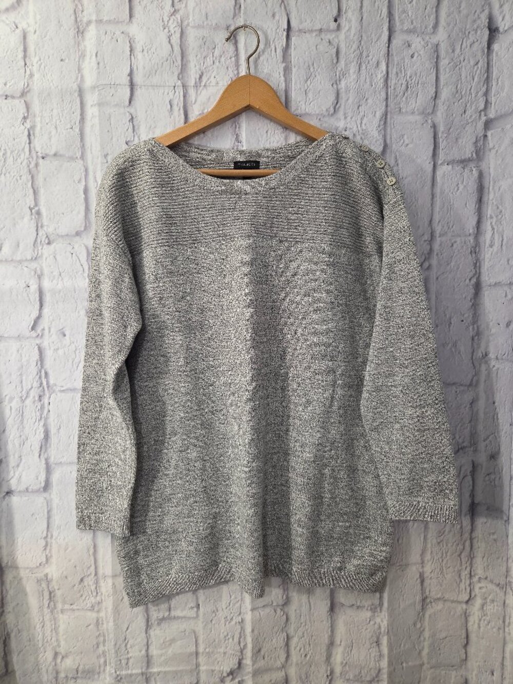 Talbots Knit Sweater Heathered Gray Longsleeve Fall Casual Medium Weight Large